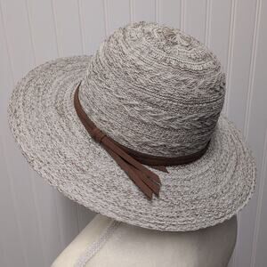 Marcus Adler NY Sun Hat Womens One Size Wide Brim Brown Band Neutral Boho Resort